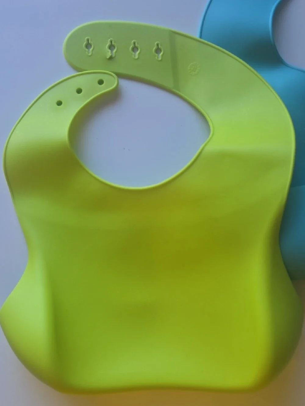 Silicone Baby Bib - Lime Green and Blue